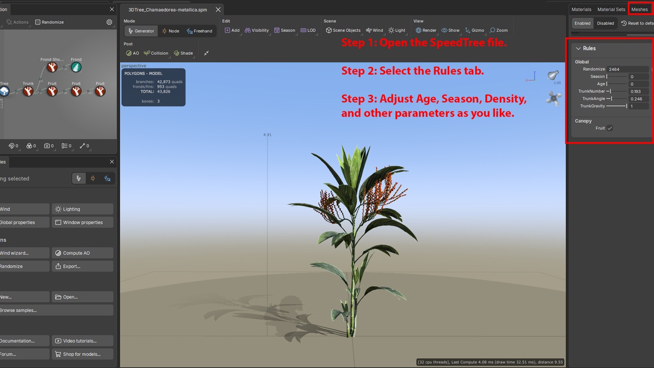 Media 1 for listing Chamaedorea metallica - Metallic Palm (SpeedTree)