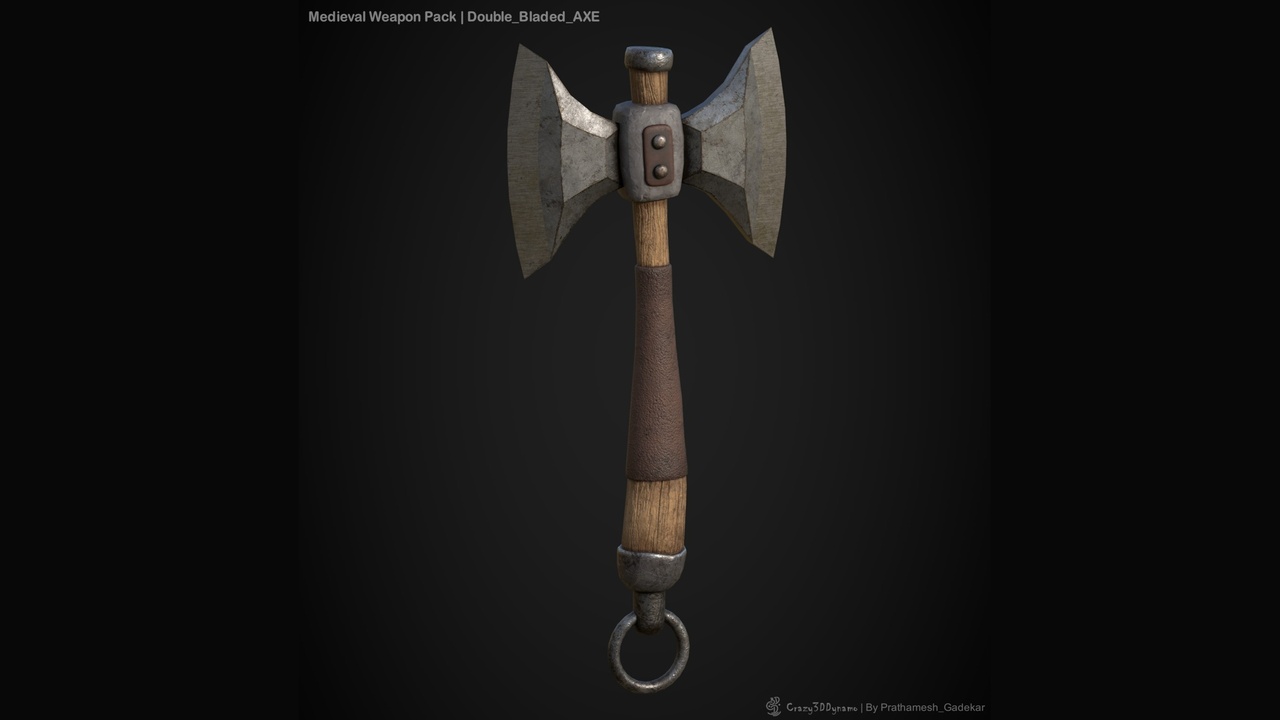 Media 1 for listing Stylized Double_Bladed_AXE Weapon