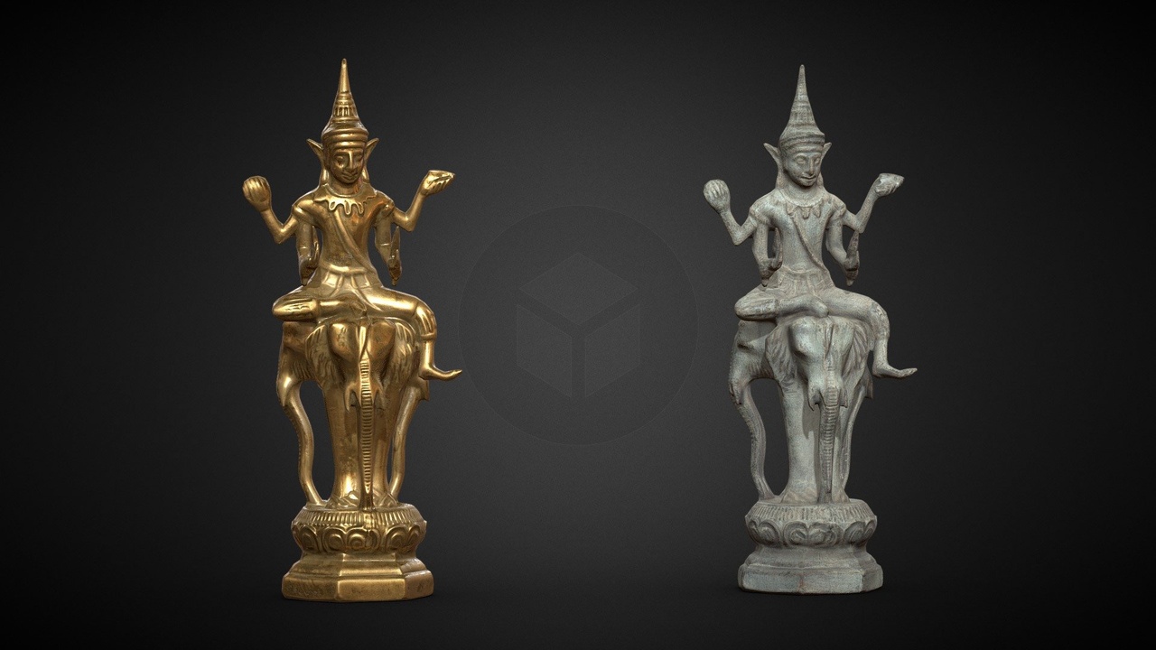 Media 1 for listing Indra Riding Airavata Gold and Stone
