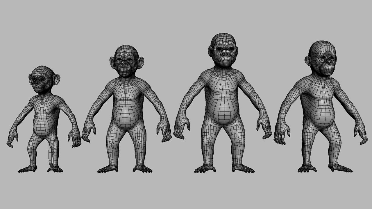 Media 1 for listing Baby Primate BaseMesh  - Topology + UV map