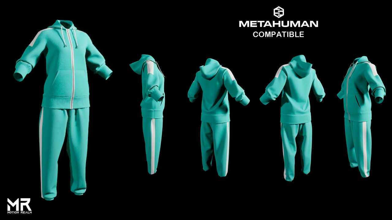 Media 1 for listing MetaHuman Tracksuit Outfit – Hoodie & Joggers Set