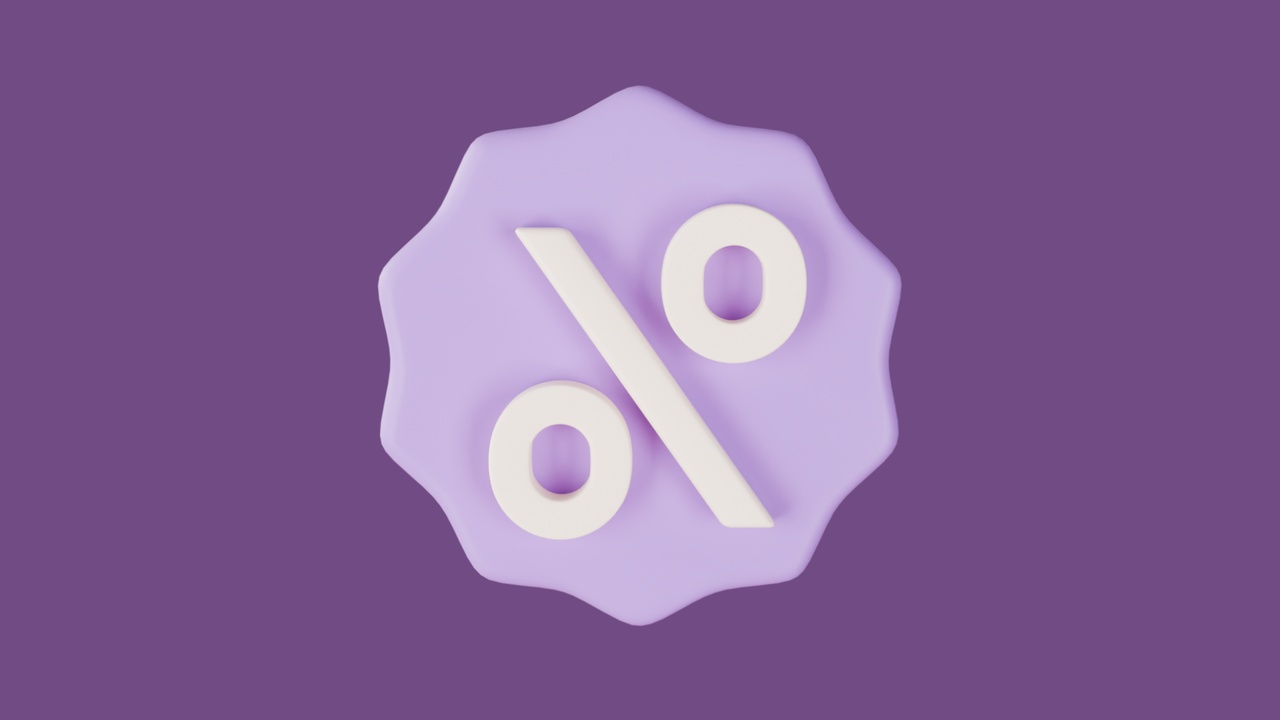 Media 1 for listing Minimal Discount Badge Icon Soft Purple Percentage Symbol