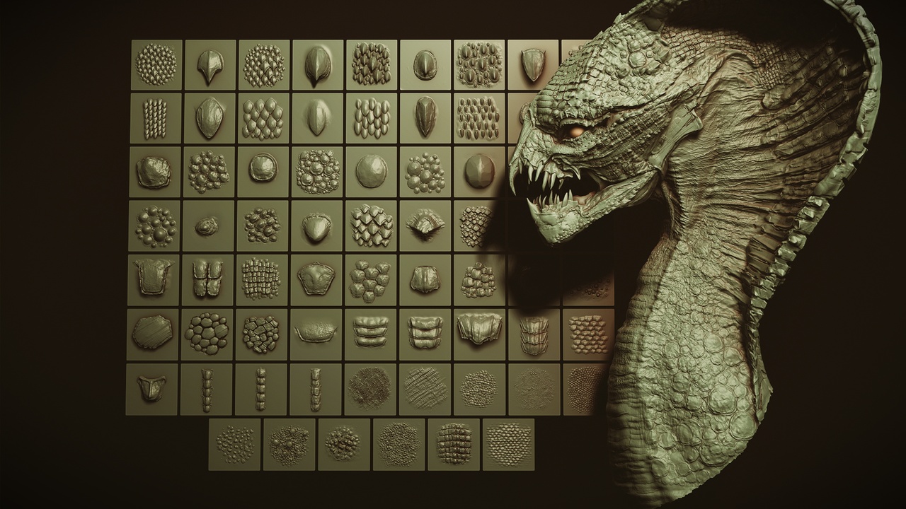 Media 1 for listing Scales - 69 reptilian and dragon VDM brushes
