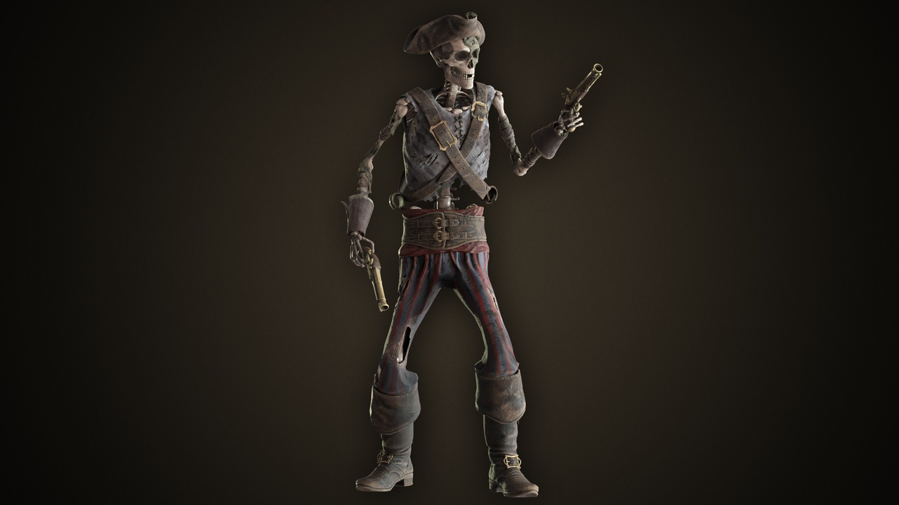 Media 1 for listing Skeleton Pirate With Pistols