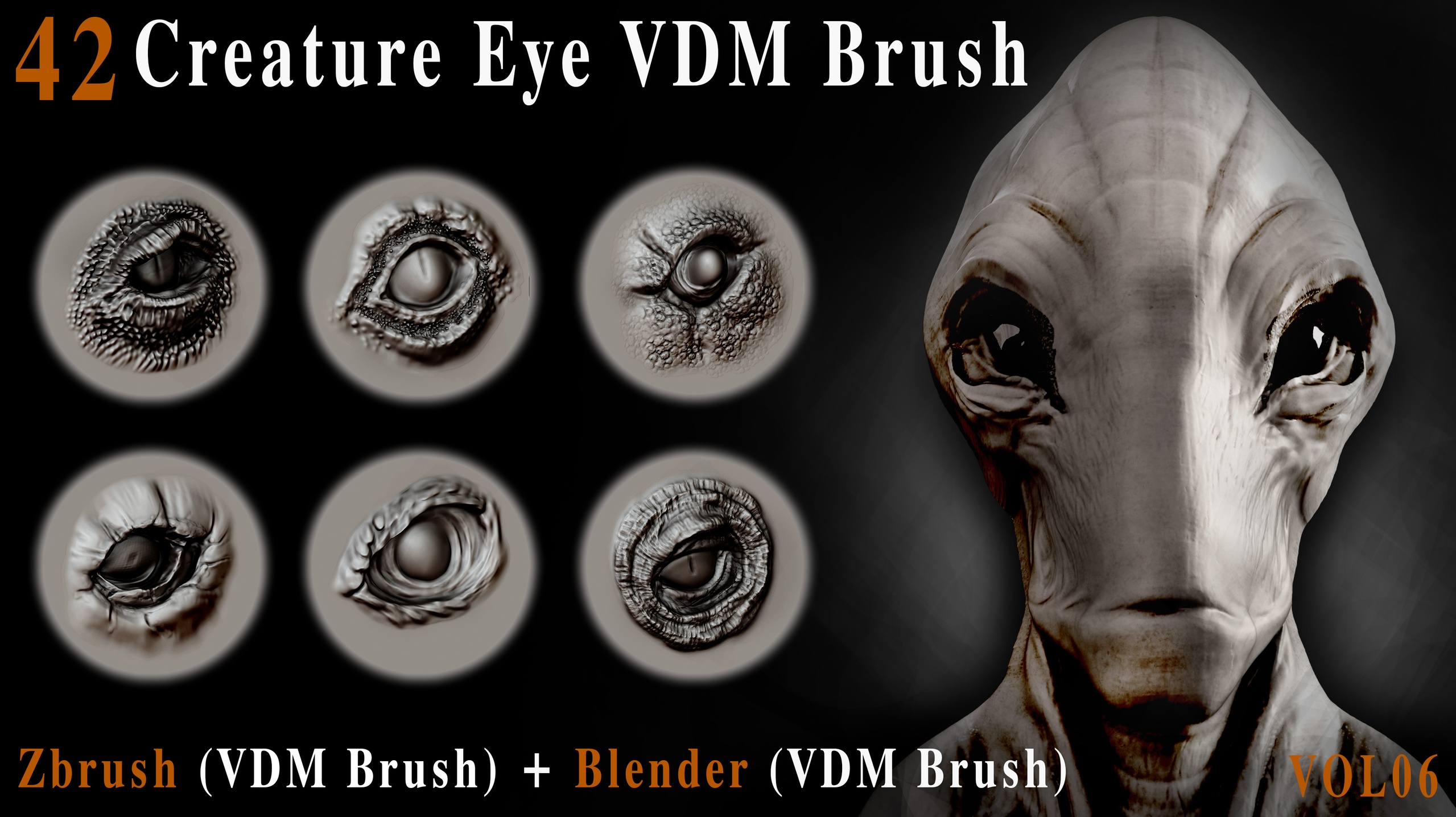 Media 1 for listing 42 Creature Eye VDM Brush - For ZBrush & Blender - Vol06