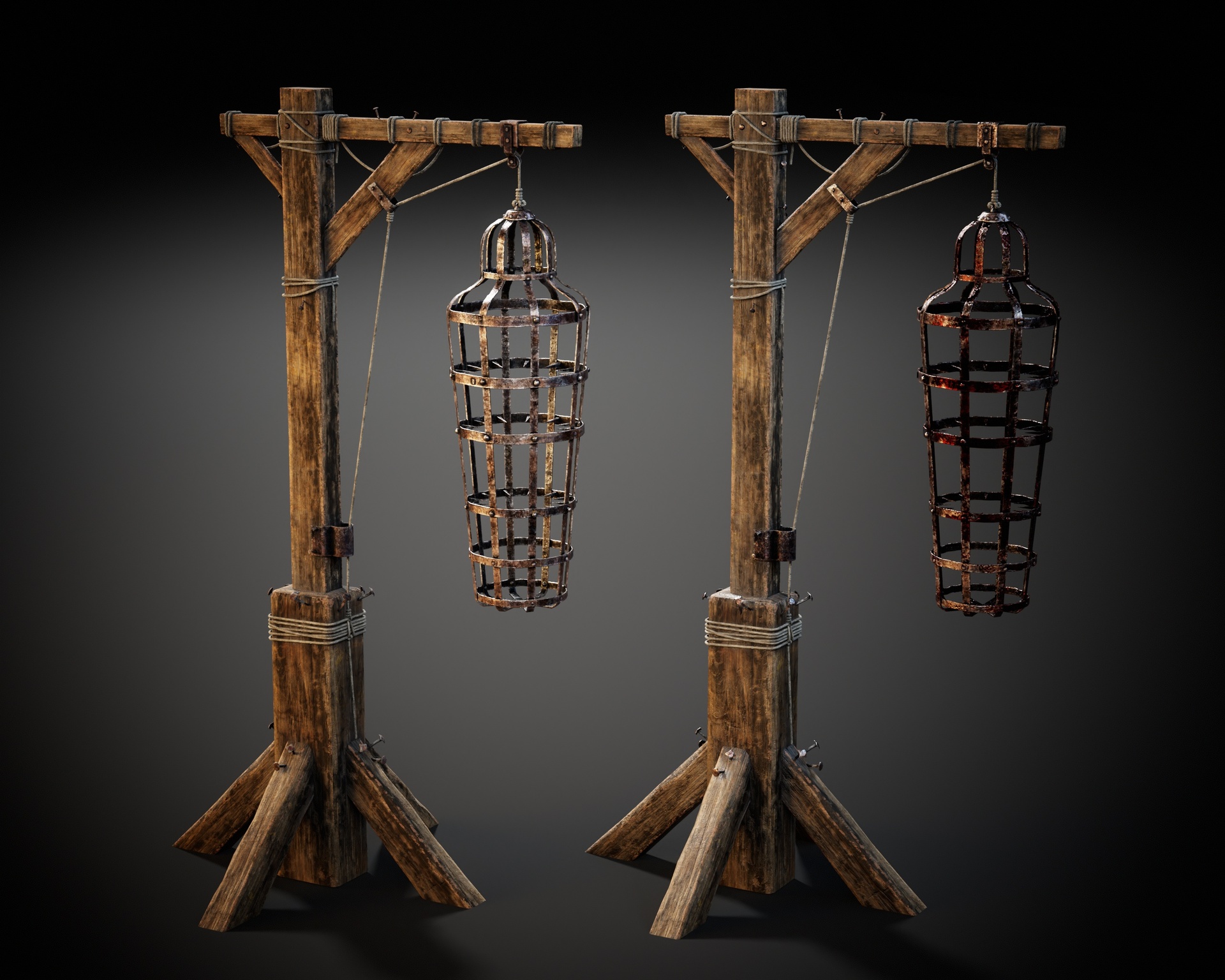 Media 1 for listing Medieval Hanging Iron Cage C