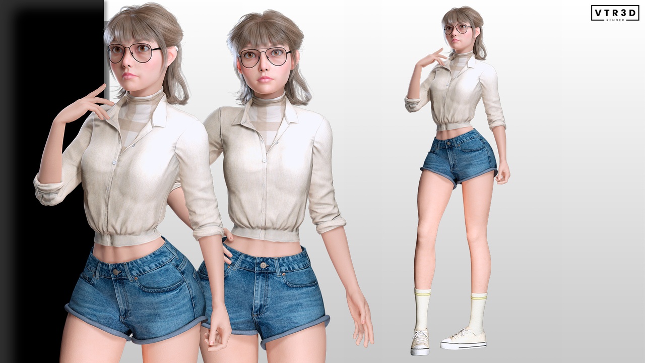 Media 1 for listing Stylized Female Character with Glasses