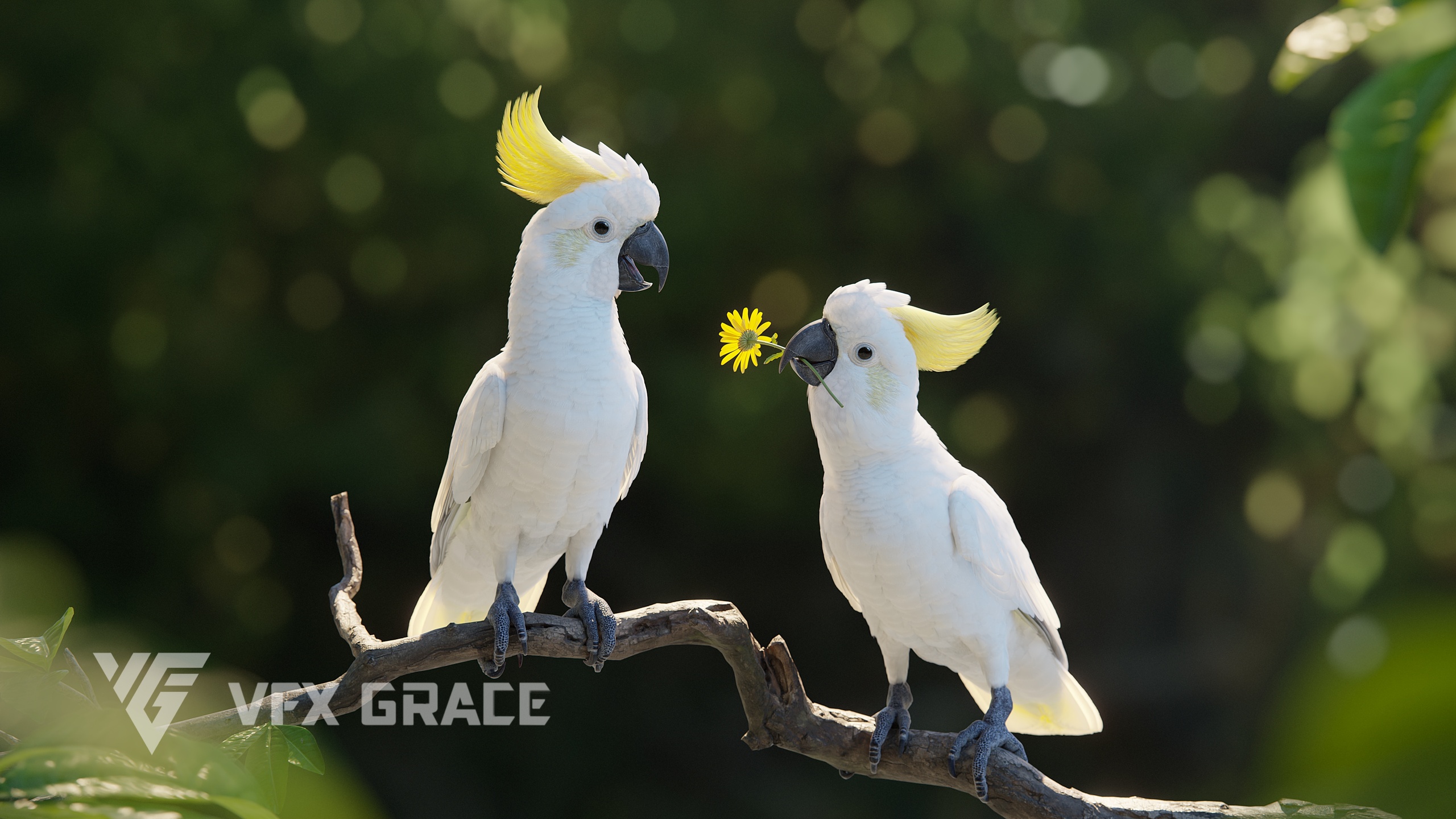 Media 1 for listing Cinematic Cockatoo 3D Model - Blender Rigged & Animated with Feathers