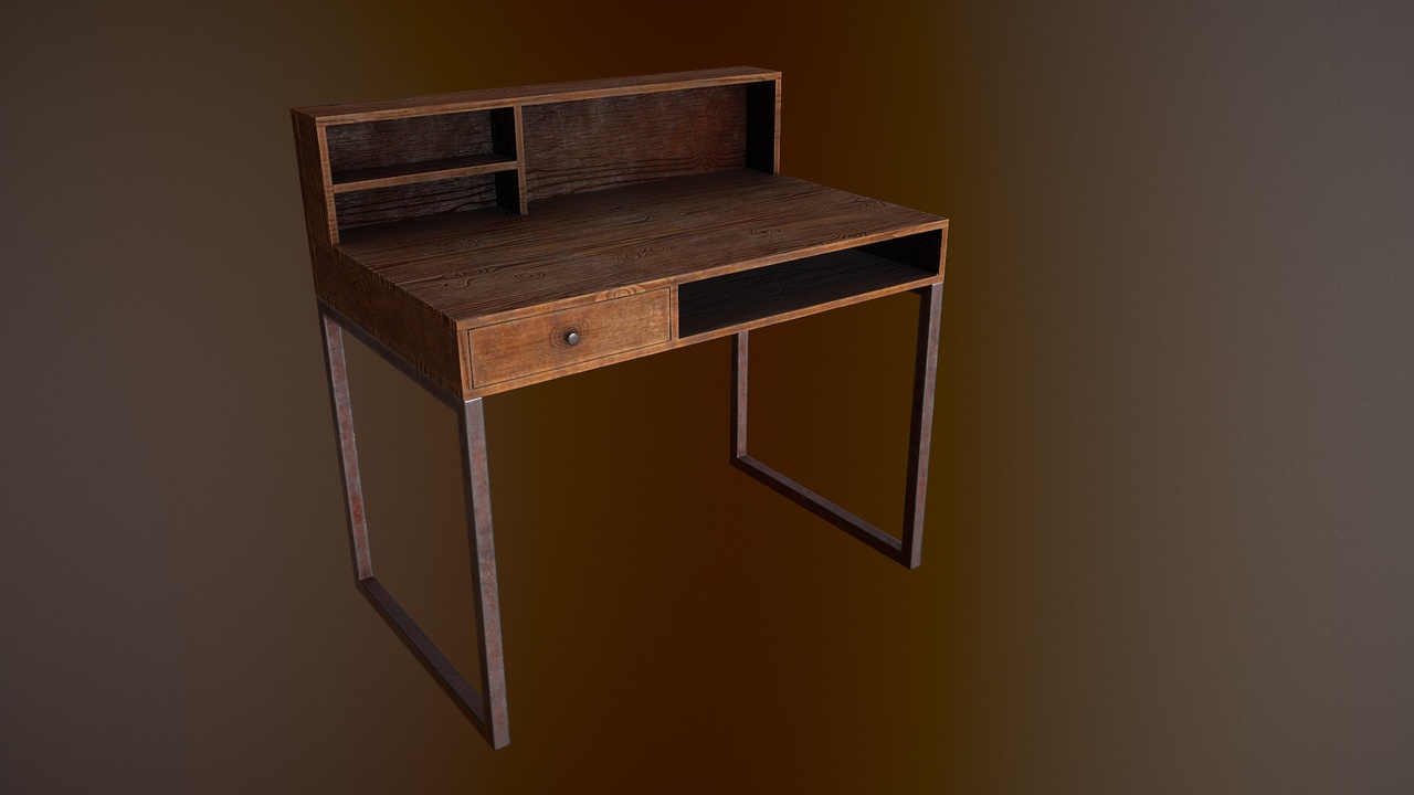 Media 1 for listing Modern Rustic Desk with Shelves & Drawer