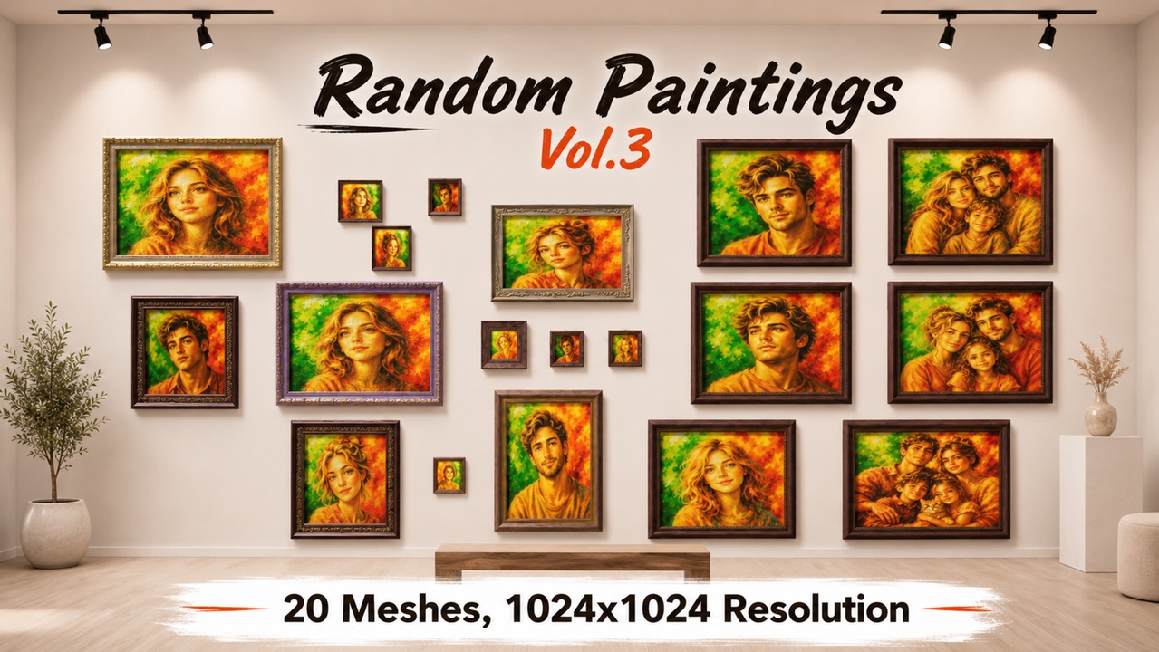 Media 1 for listing Random Paintings - Wall Decor Art - Families and People - Vol.3