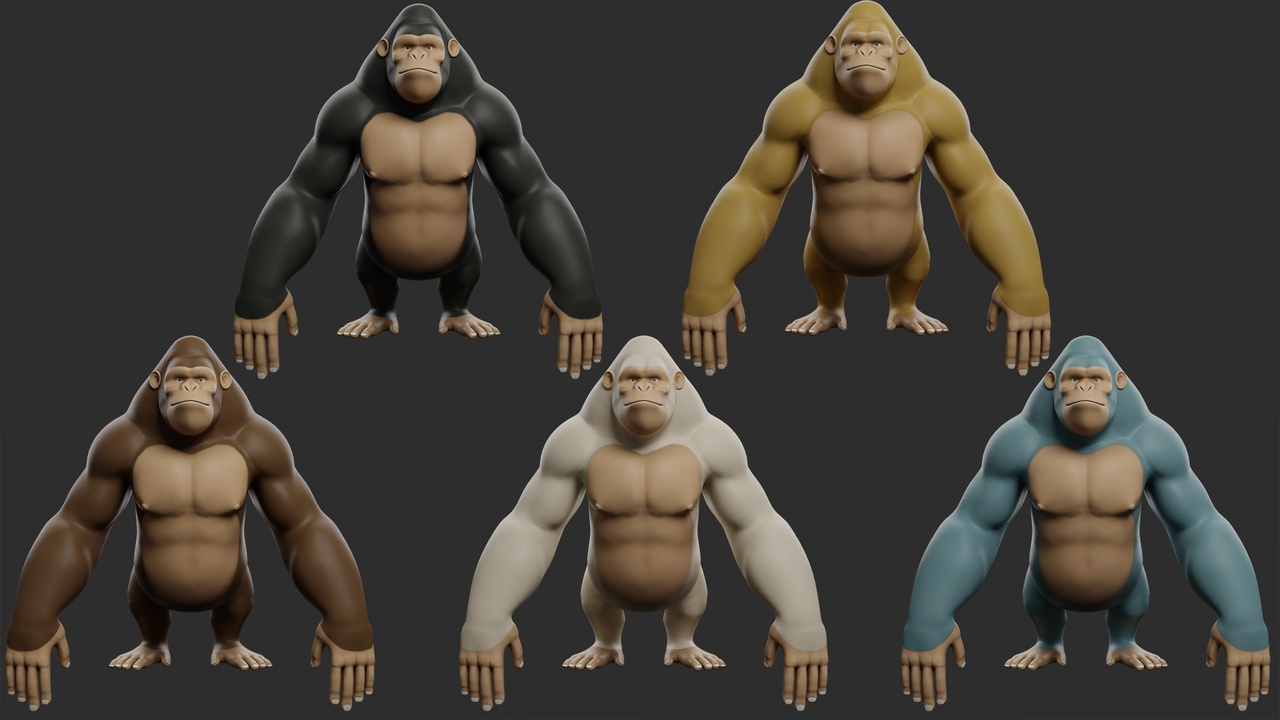 Media 1 for listing Gorilla Stylized /Cartoon - Topology +  UV Map