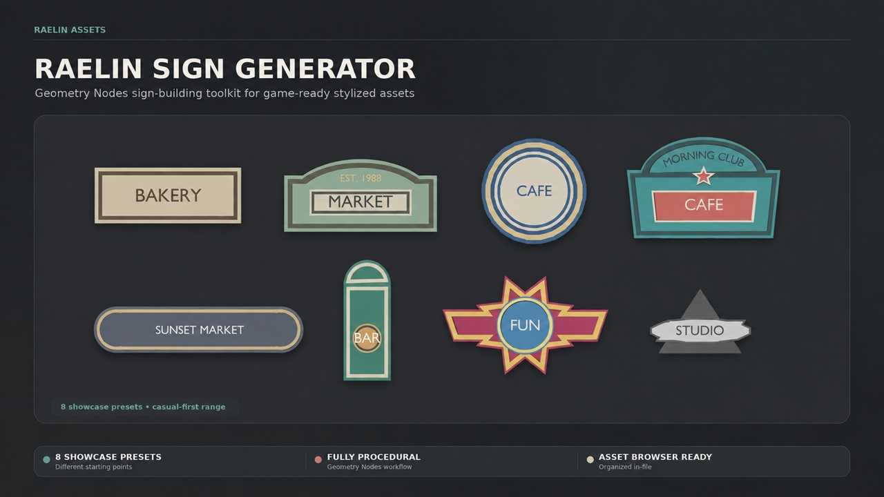Media 1 for listing Procedural Sign Generator for Blender — Geometry Nodes
