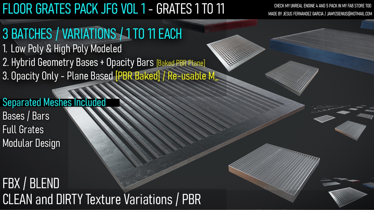 Media 1 for listing Floor Grates Pack JFG V4 Vol 1 - Grates 1 to 11