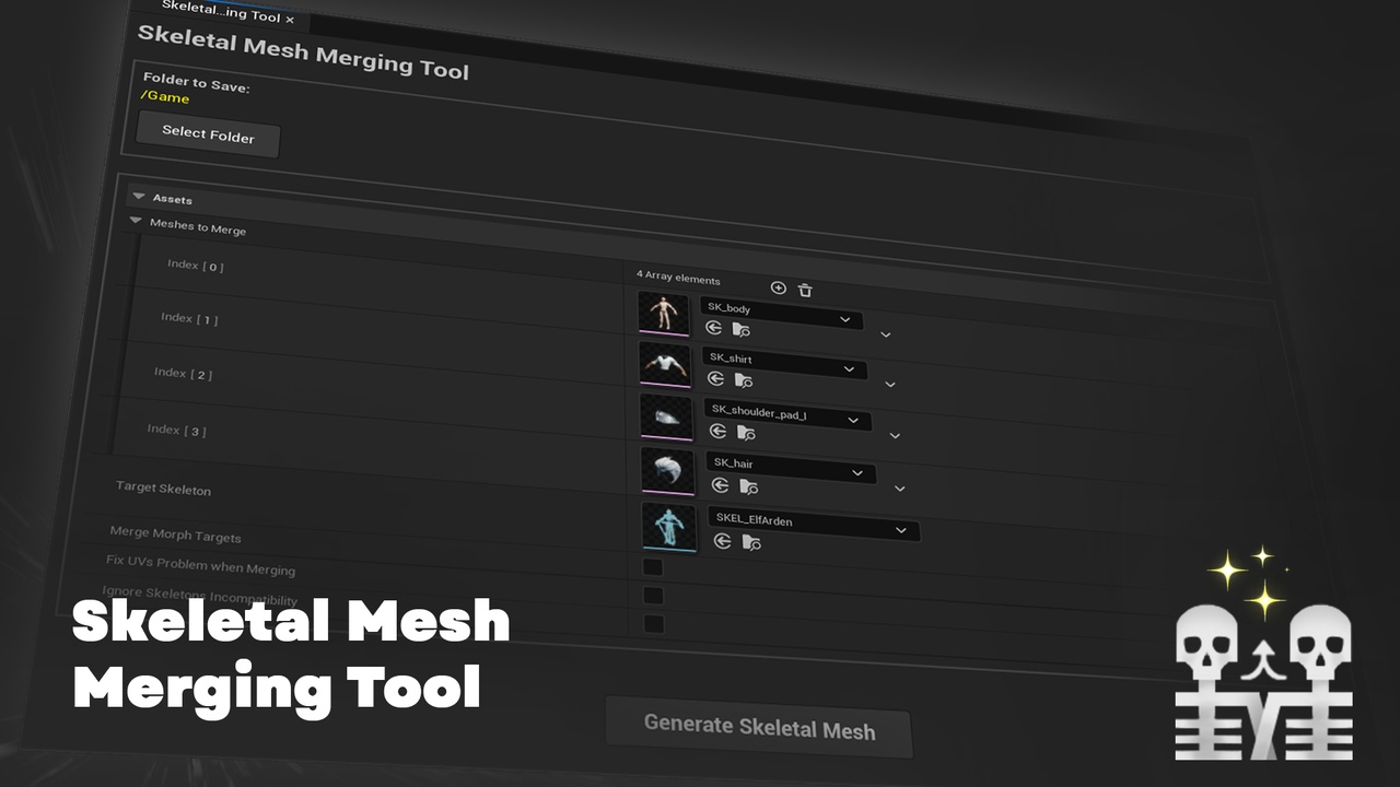 Media 1 for listing Skeletal Mesh Merging Tool