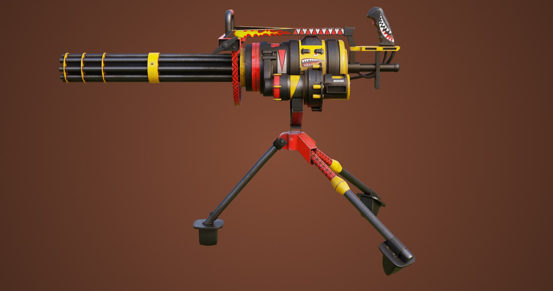 M134 Minigun Red Shark Skin All PBR Textures Included | Fab