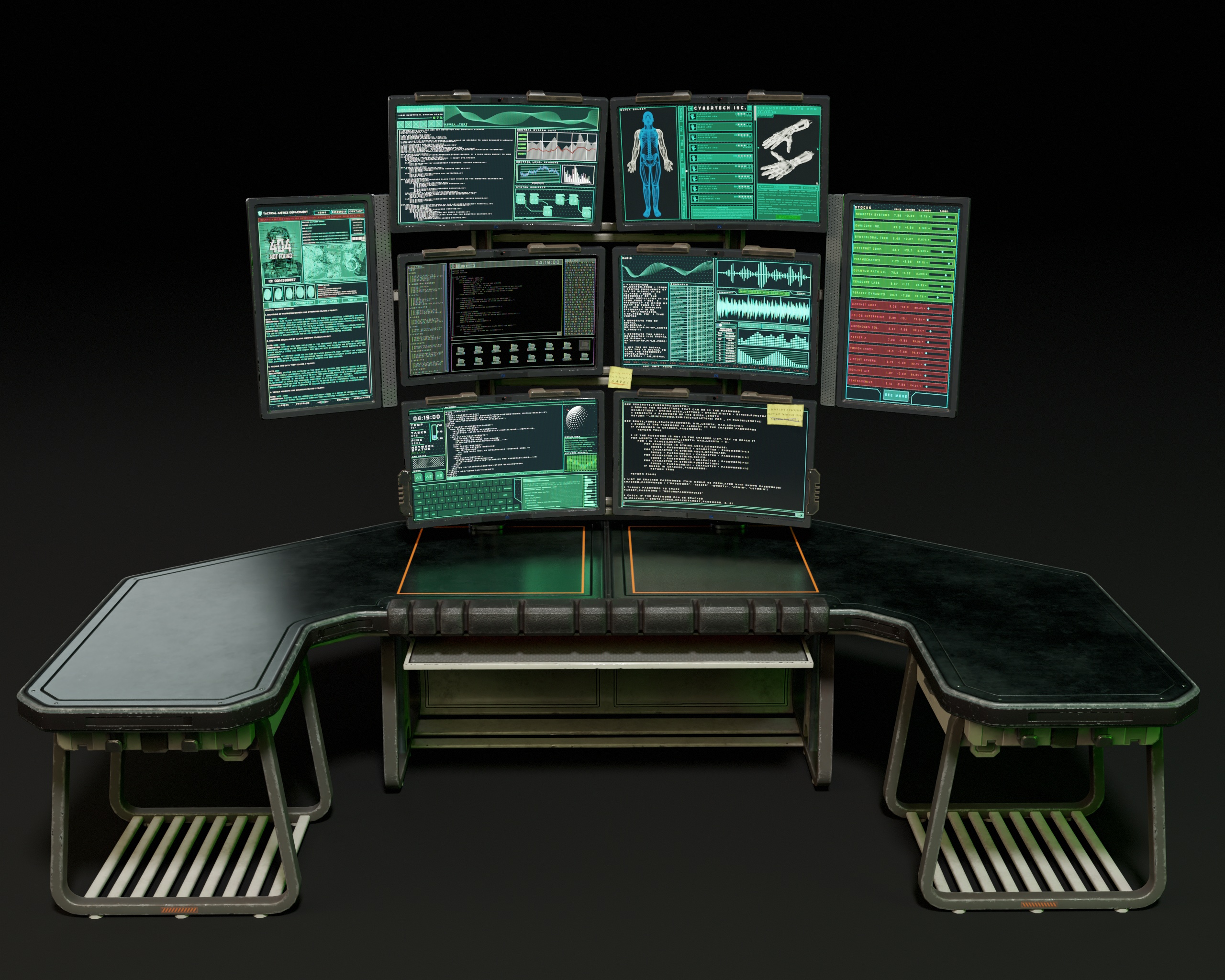 Sci-Fi Desk And Monitors - Hacker Scene | Fab