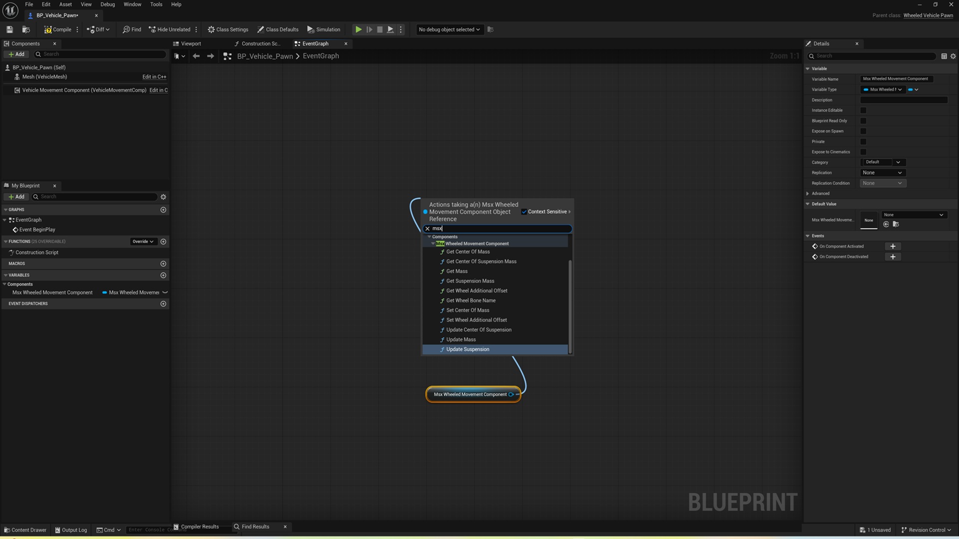 MsxWheeledComponent – UE5 Vehicle Wheel & Physics Blueprint Plugin | Fab