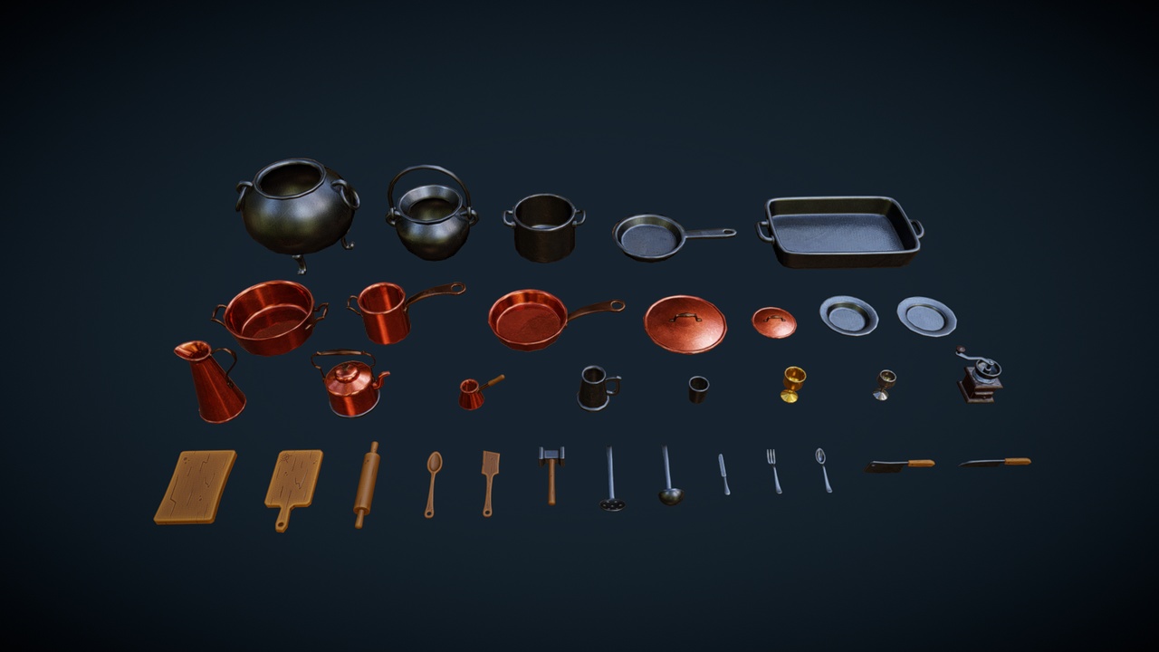 Media 1 for listing Stylized set: Kitchen equipment