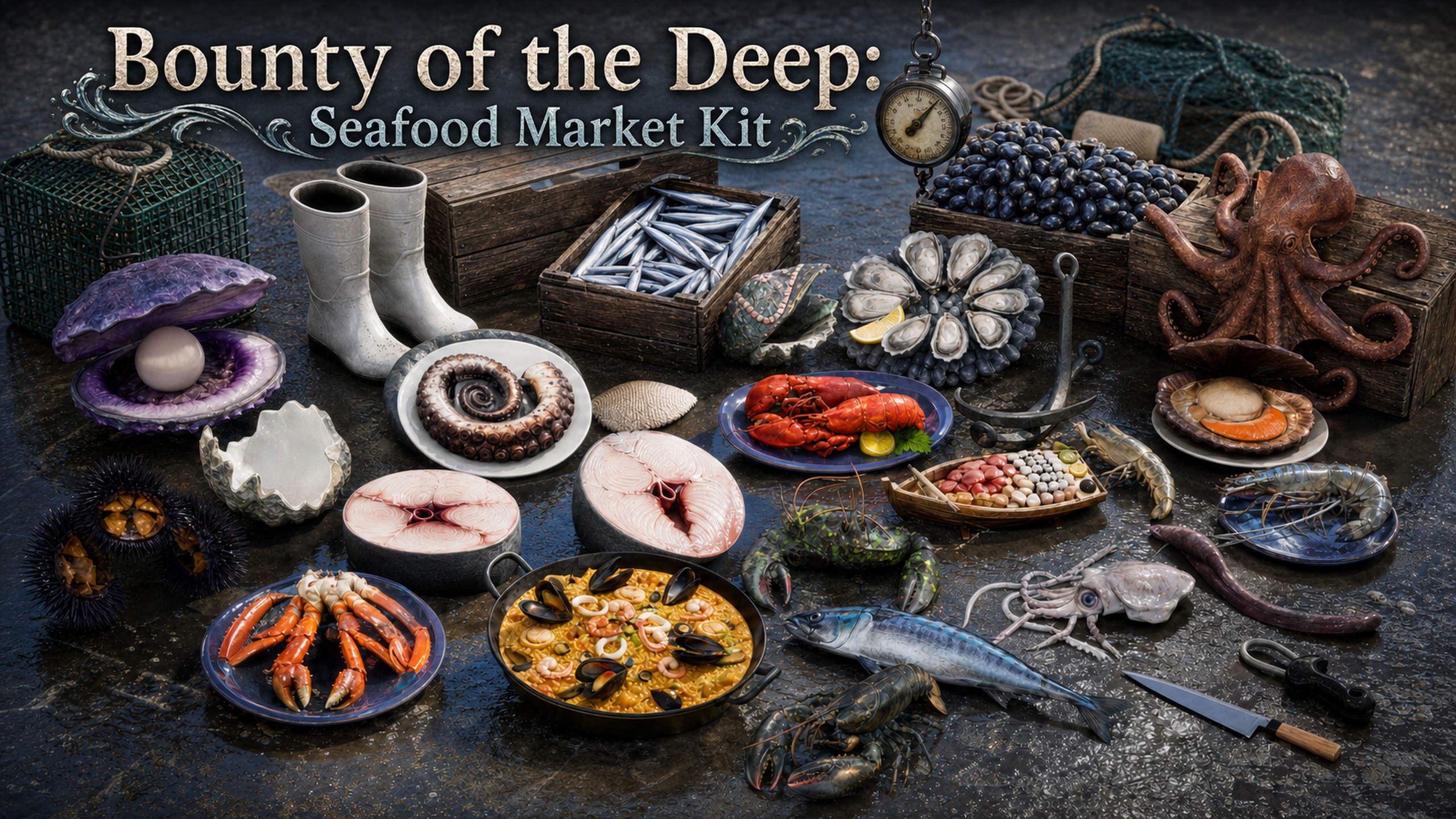 Media 1 for listing Bounty of the Deep: Seafood Market Kit