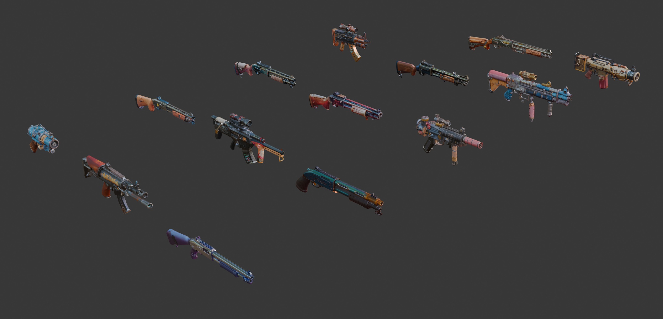 Media 1 for listing Stylized Postapocalyptic Guns Set 1