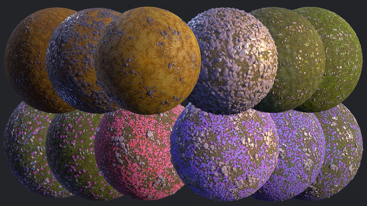 Media 1 for listing Stylized Ground Materials - Grass / Flowers / Rocks
