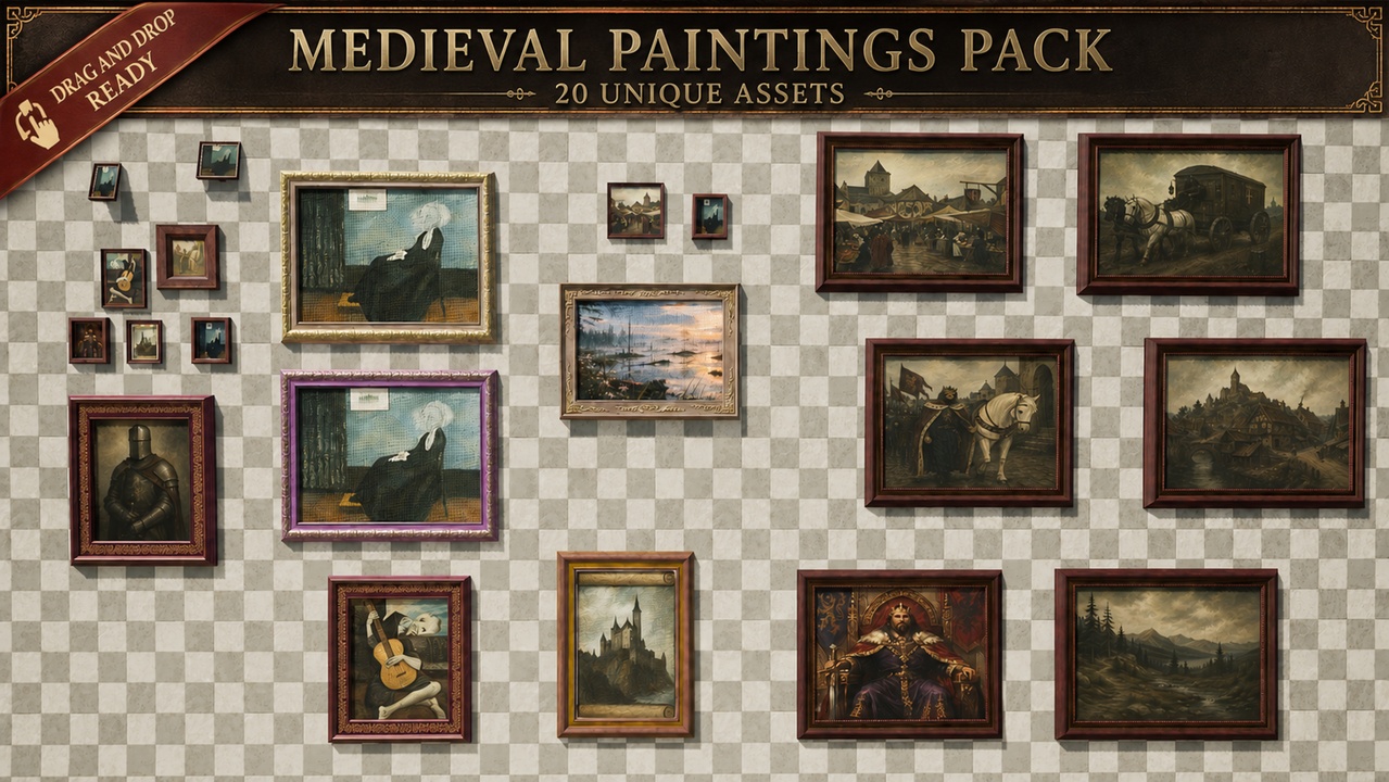 Media 1 for listing Medieval Paintings Pack – Wall Art & Oil Portraits