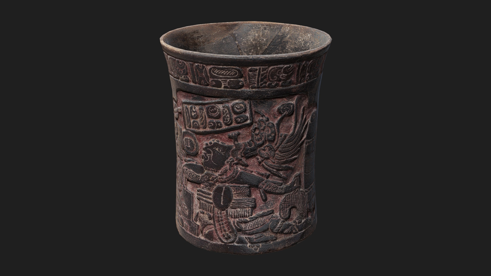 Media 1 for listing Maya Carved Cylindrical Vase (Retopologized)