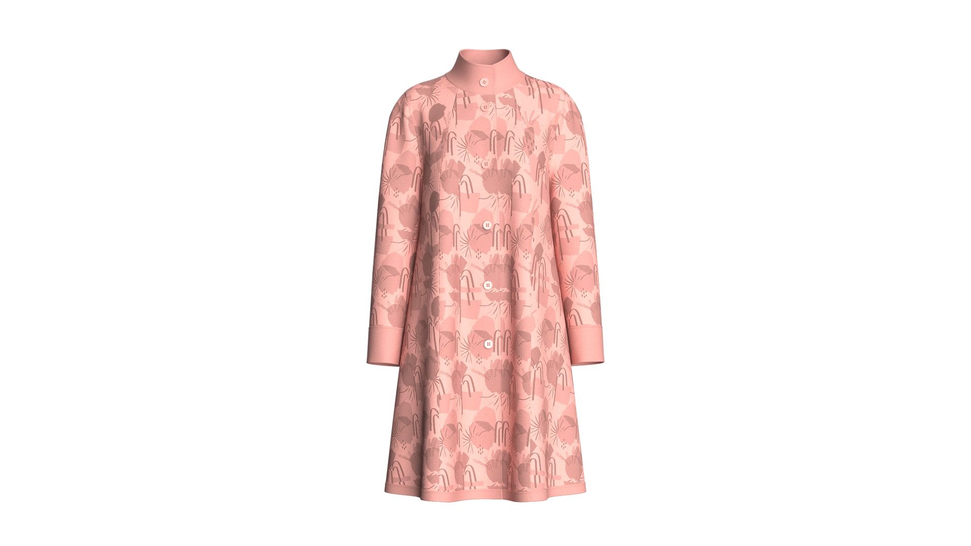 Media 1 for listing Girls Pink Floral Long - Sleeve Coat Dress | High Poly