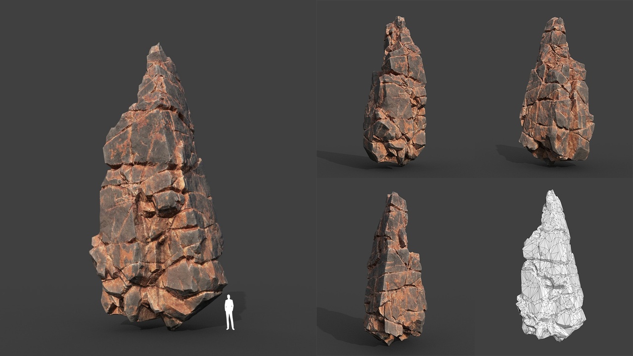 Low poly Desert Cliff Modular Rock 220101 low | Fab