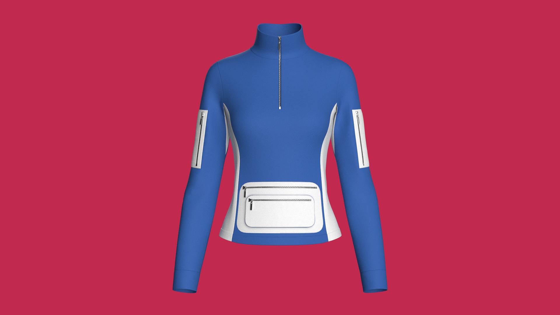Media 1 for listing Girls Quarter Zip Jacket With Multi - Zip Pocket | High Poly