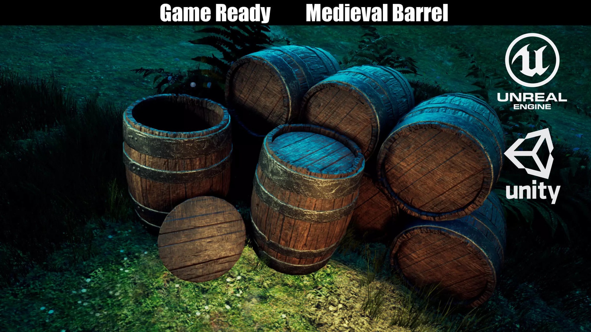 Media 1 for listing Game-Ready Medieval Wooden Barrel (PBR)