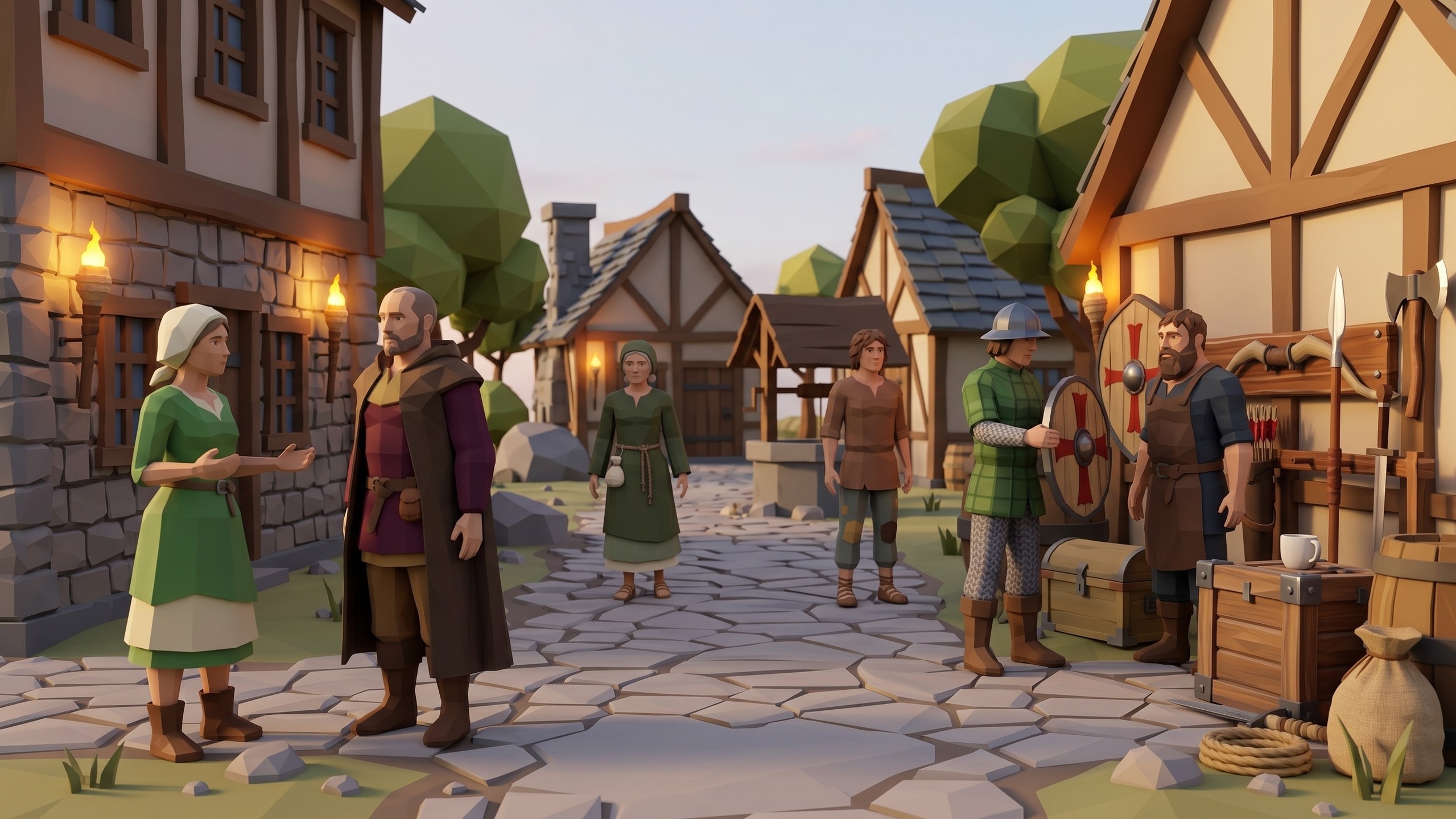 Media 1 for listing Medieval Village & Armory Bundle | Low-Poly Characters & Props