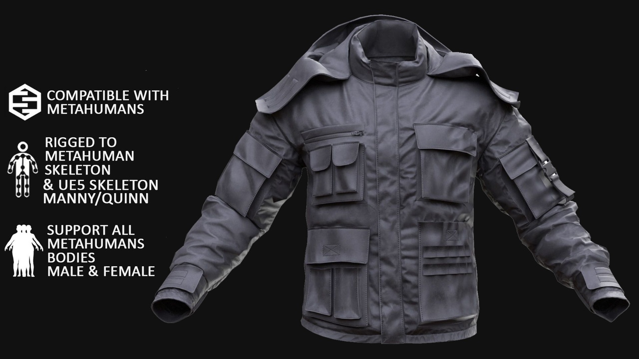 Military Jacket - All MH Bodies & UE5 Skeletons - Rigged 제품 등록을 위한 미디어 1개