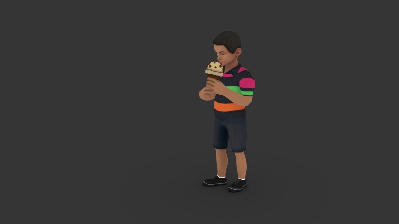 Media 1 for listing Character Kid with Ice Cream Lowpoly rigged