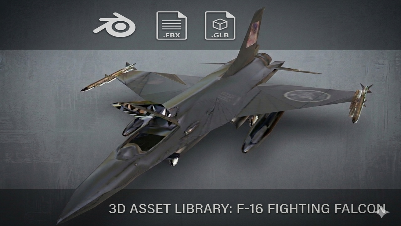 Media 1 for listing F-16 Fighting Falcon Jet Fighter - Game Ready 3D Model