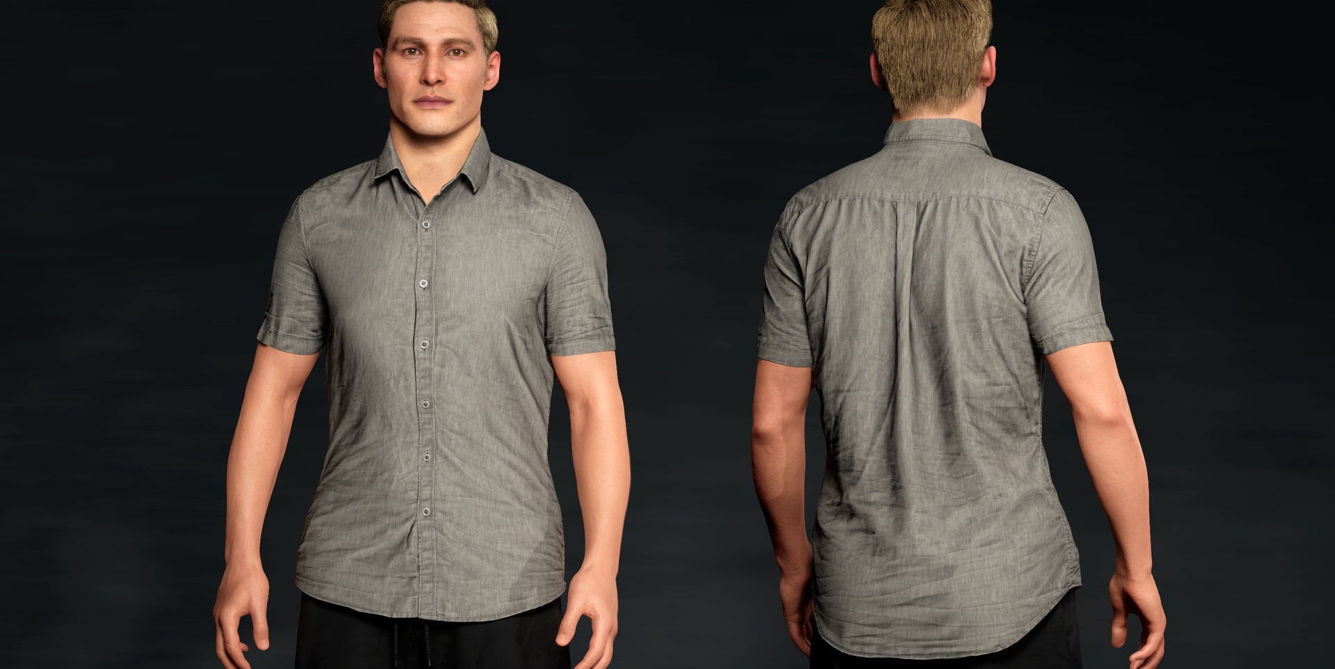 Media 1 for listing Short-Sleeve Button-Up Shirt for MetaHumans | 8 Colorways + Stripes | 4K PBR