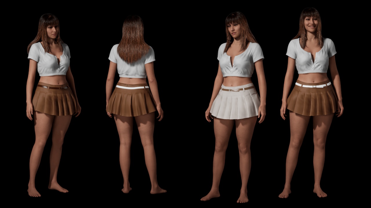 Media 1 for listing Female Casual Belted Mini Skirt - Metahuman Compatible