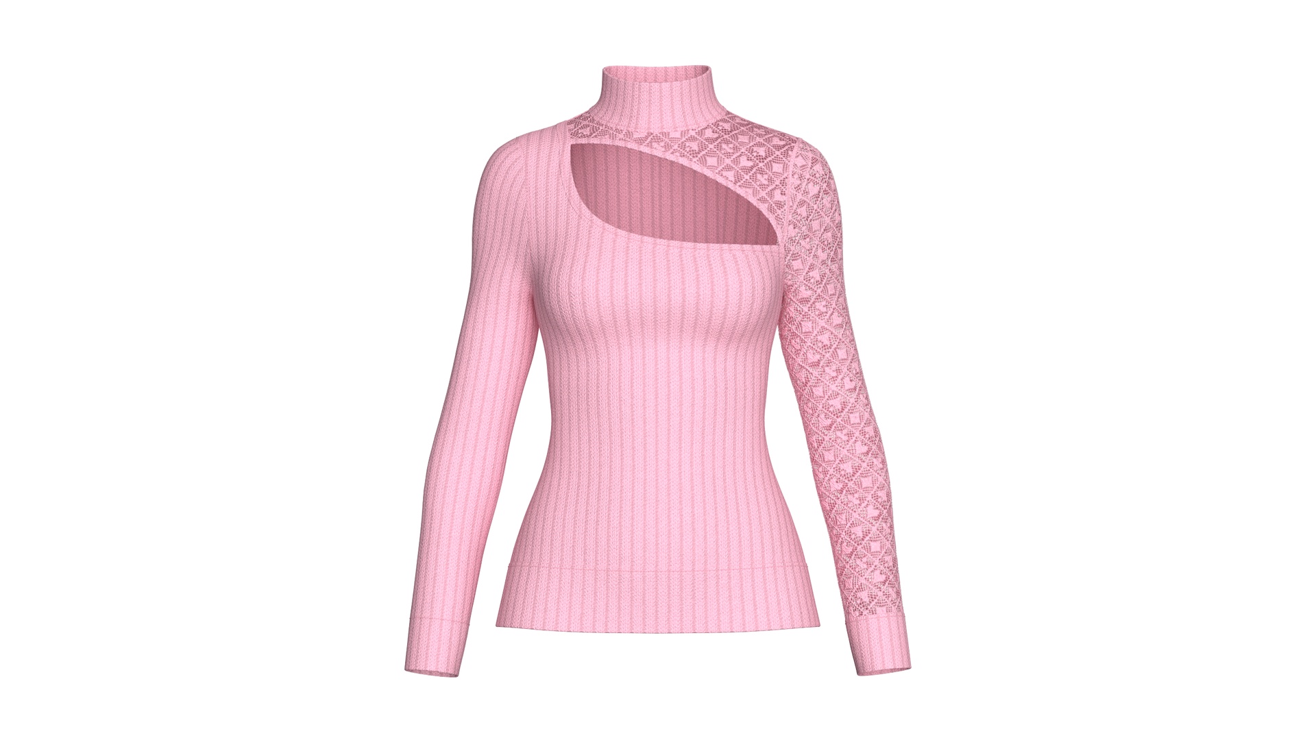 Media 1 for listing Girls Chest Cut Out Lace Sleeve Sweater | High Poly