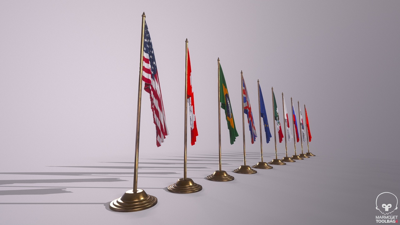 Flags lowpoly PBR | Fab