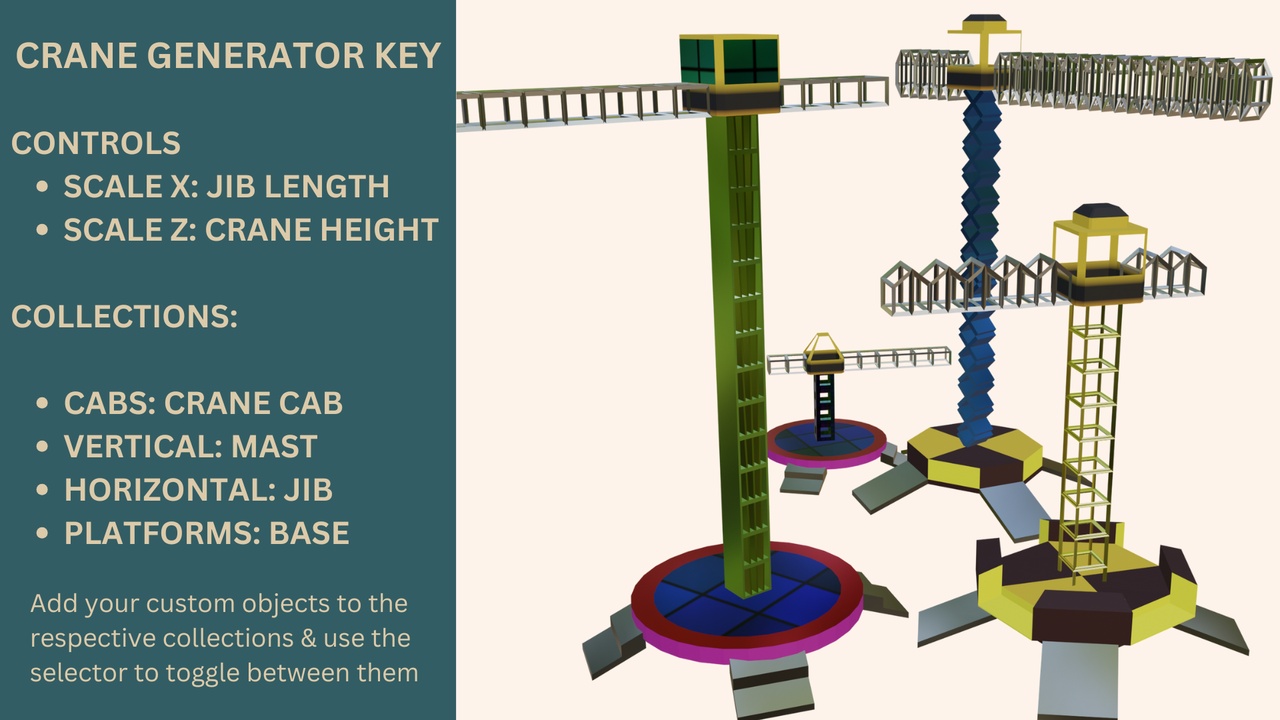 Media 1 for listing Modular Crane Generator for Blender | Construction Crane | Geometry Node Based