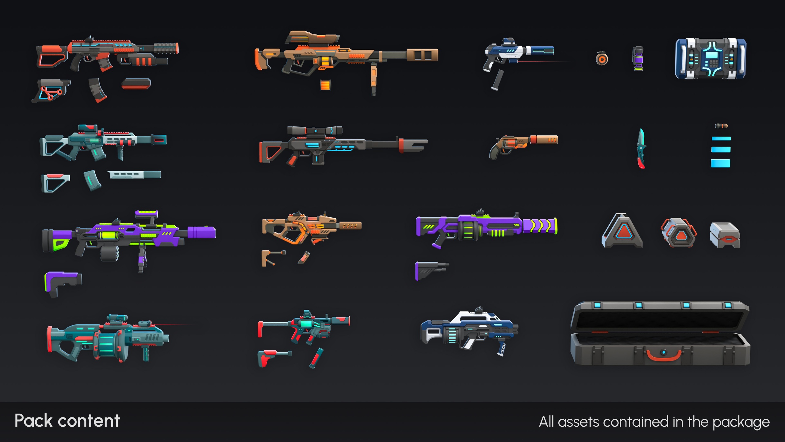 Media 1 for listing Sci-Fi Weapons Mini - Low Poly 3D Models Pack