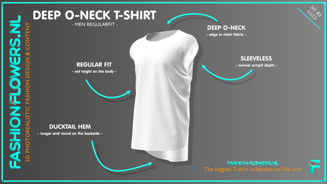 Media 1 for listing White Colour Sleeveless Deep Round Neck Ducktail T-shirt | Longer Backside
