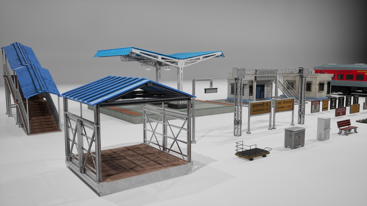 Media 1 for listing Indian Railway Station Modular Pack | Train, Platform & Railway Assets