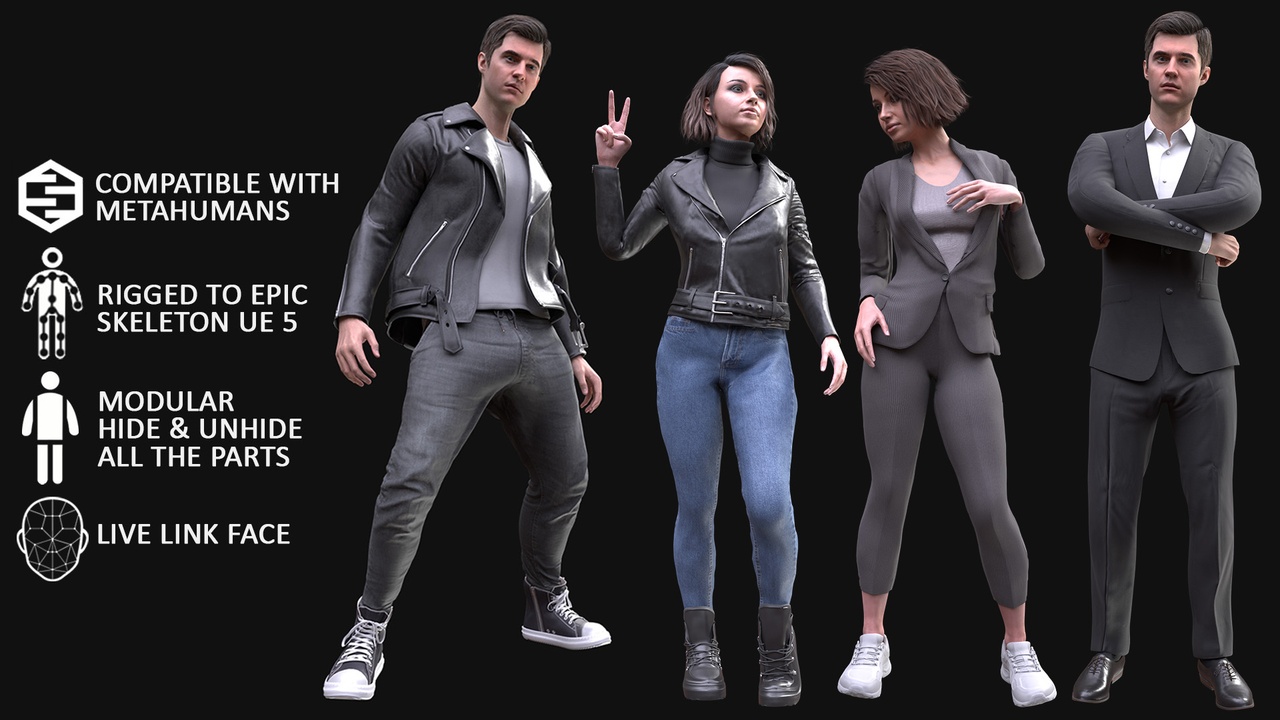 出品Men's and Women's Casual and Business Outfits - Modular - Riggedのメディア1