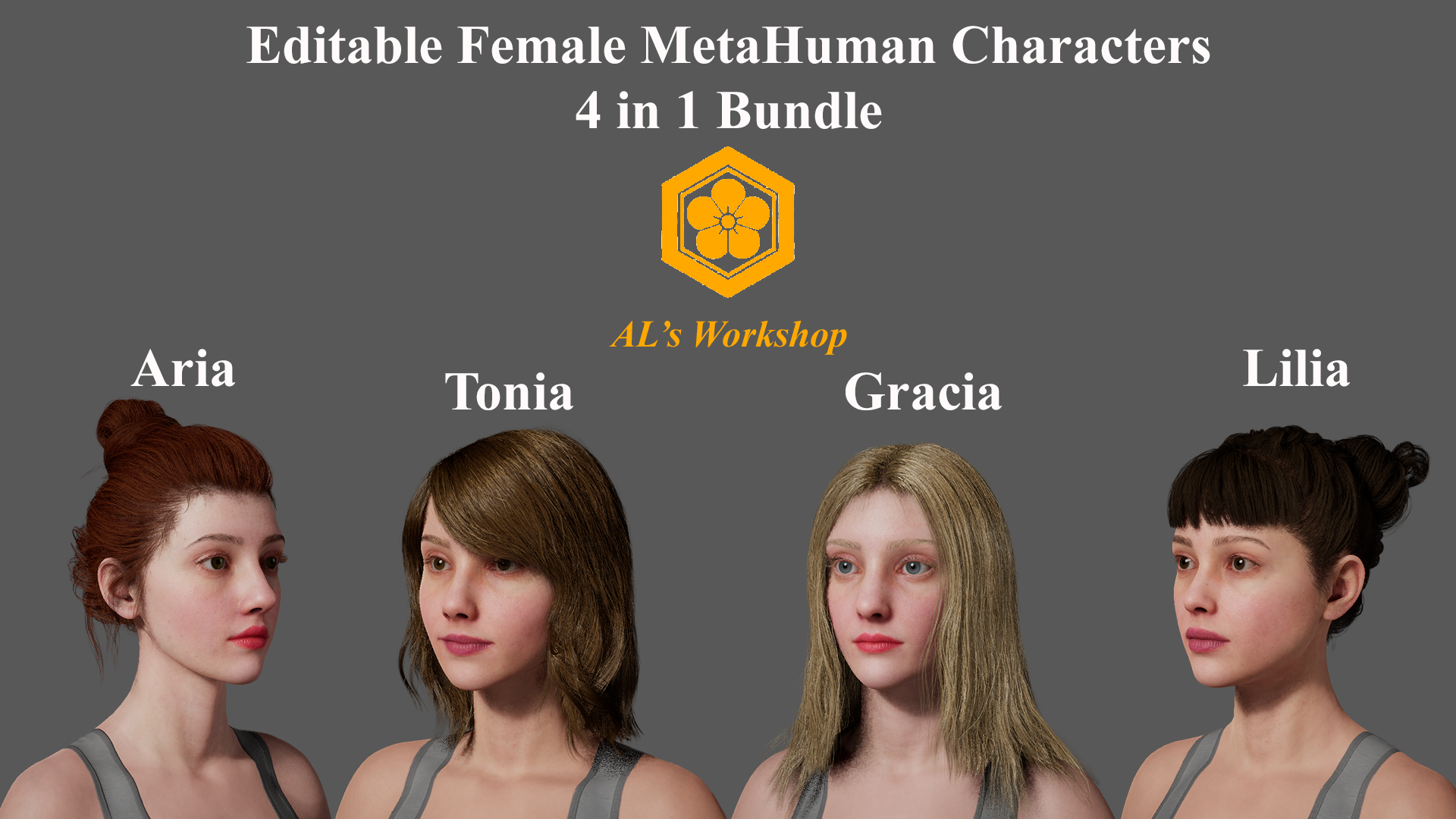 4 in 1 Bundle: Editable Female MetaHuman Characters | Fab