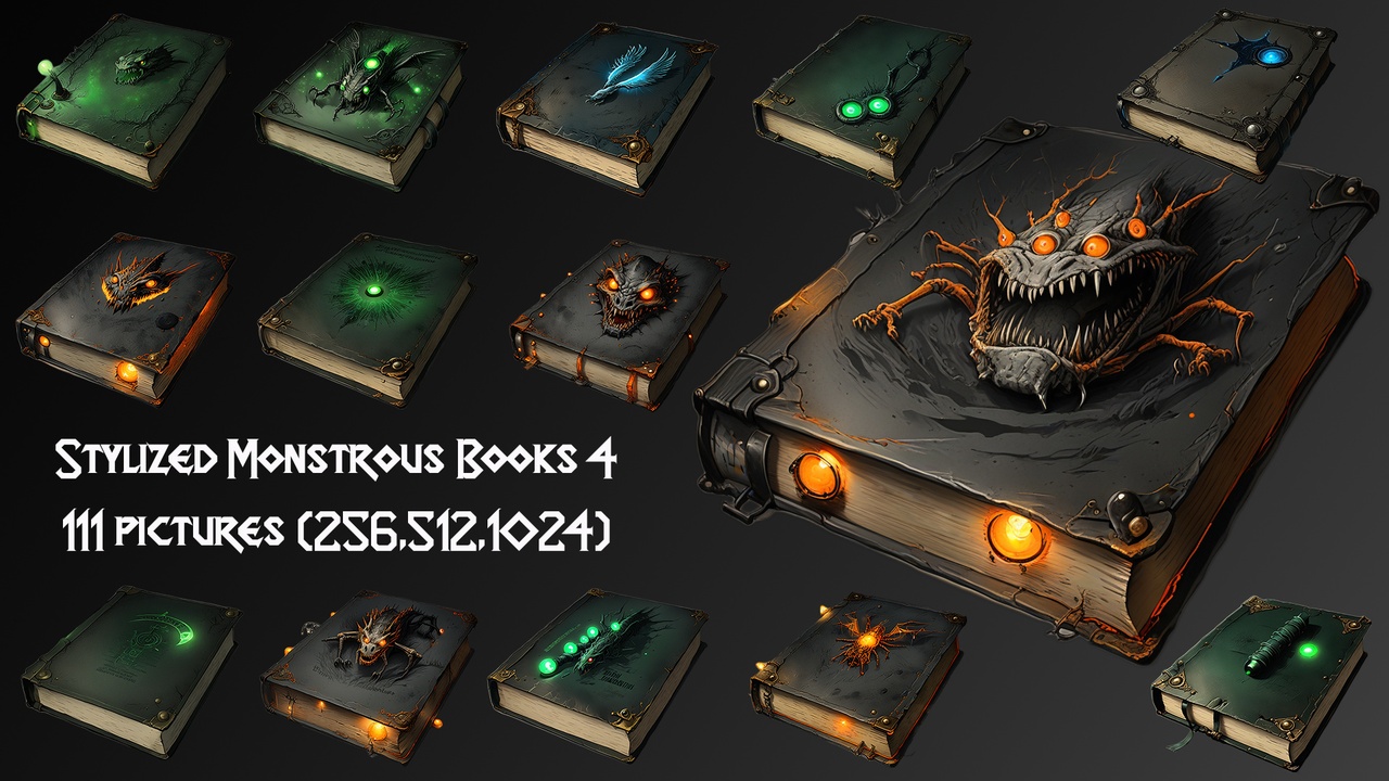 Media 1 for listing Stylized Monstrous Books 4
