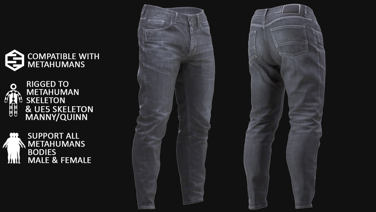 商品 Jeans 142 - All MH Bodies & UE5 Skeletons - Rigged 的媒体 1