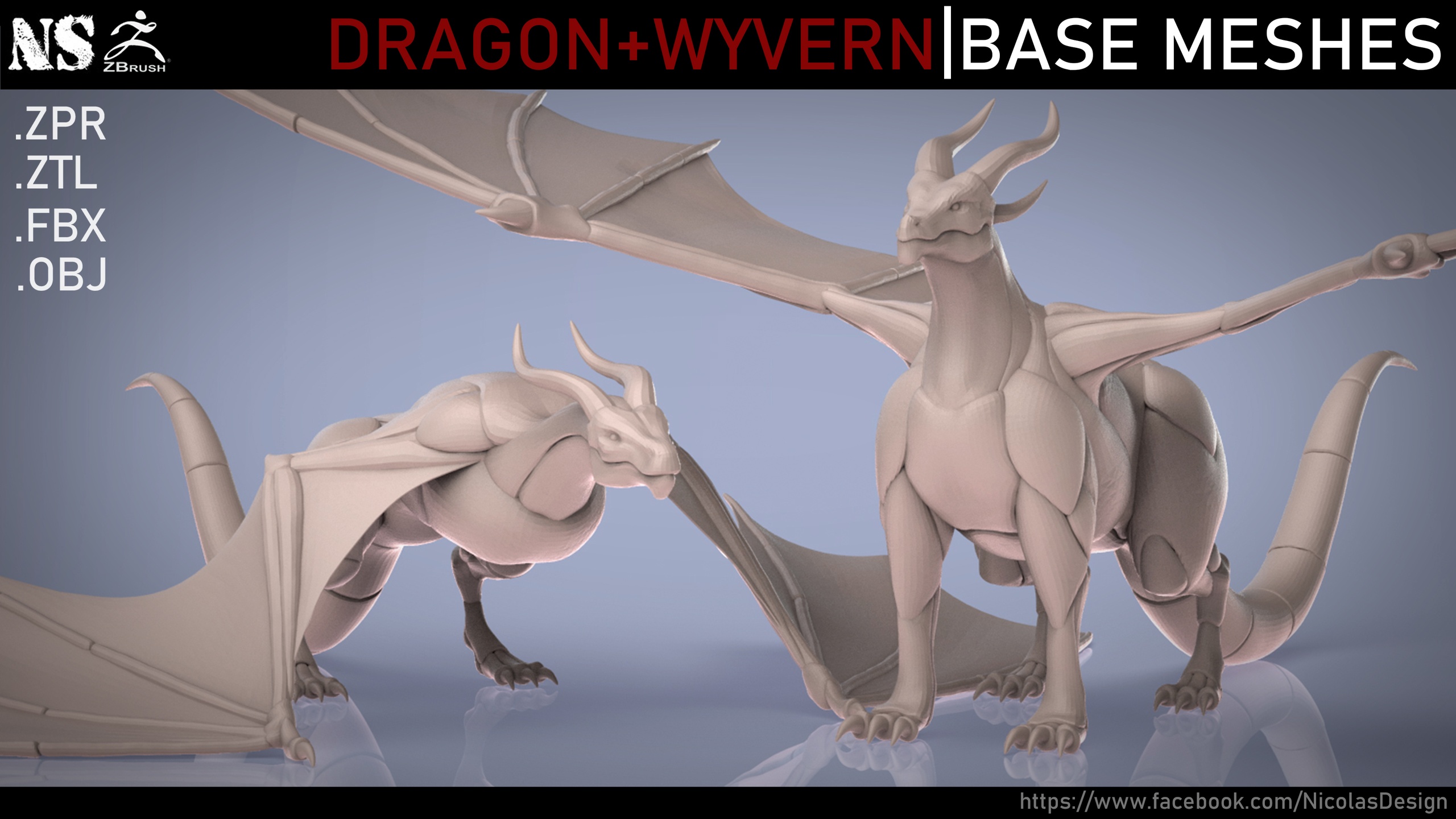 Dragon + Wyvern Base Meshes 제품 등록을 위한 미디어 1개