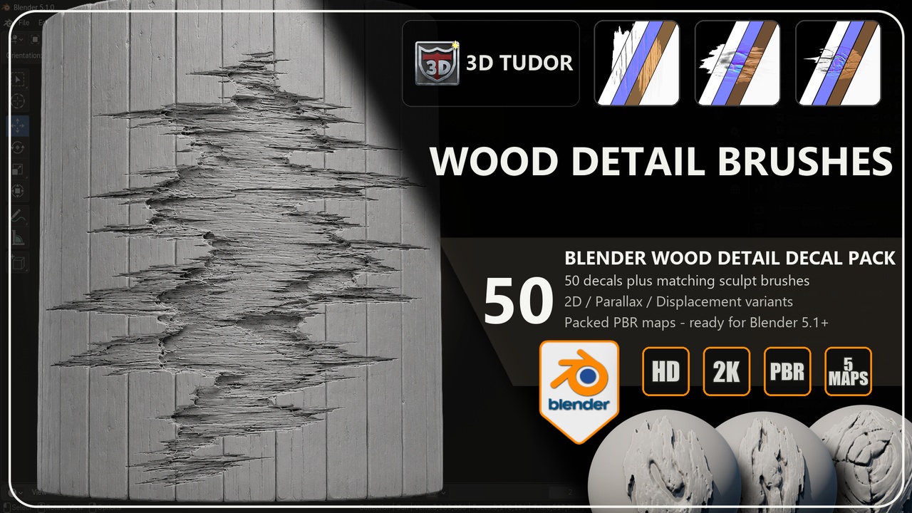 Media 1 for listing Surface Wood Detail Brush & Decal Pack Vol.1 - 50 Designs