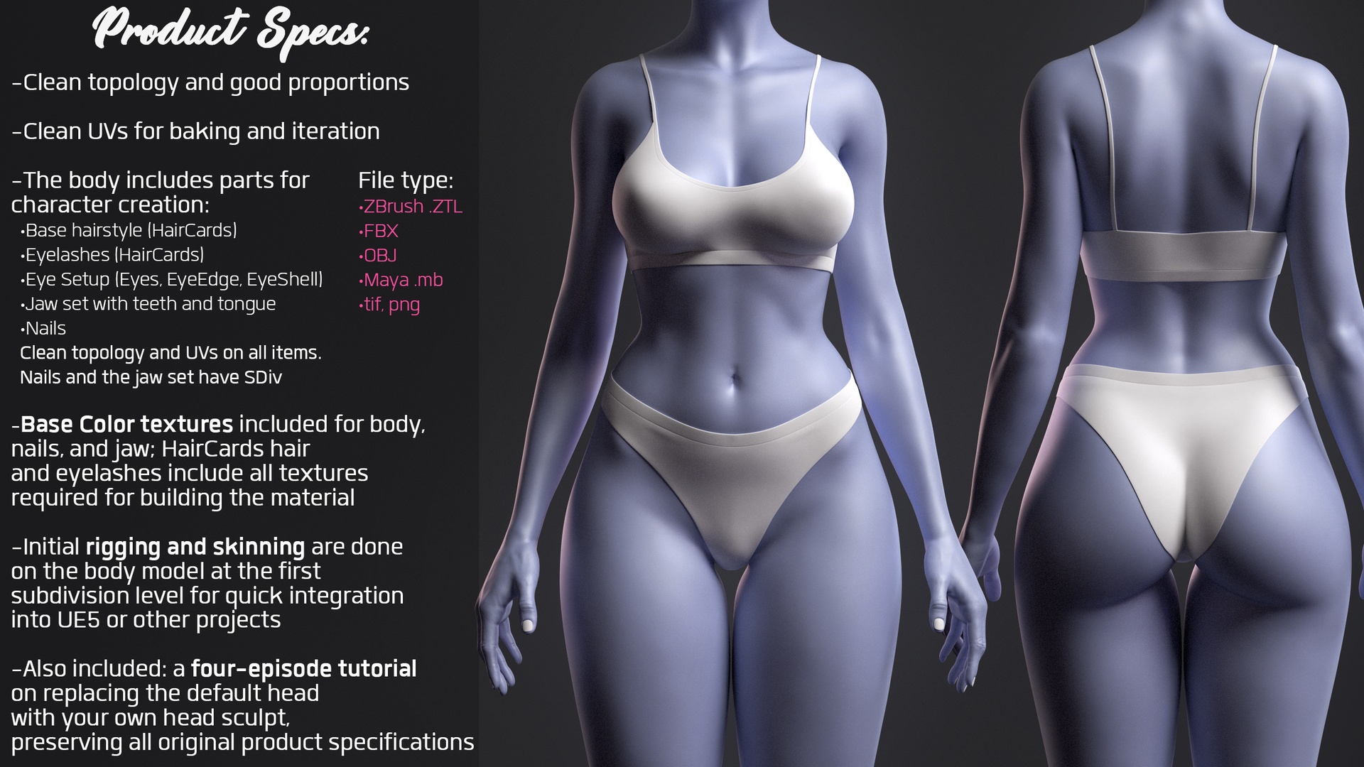 Advanced High Poly Female Basemesh - Body 02 제품 등록을 위한 미디어 1개